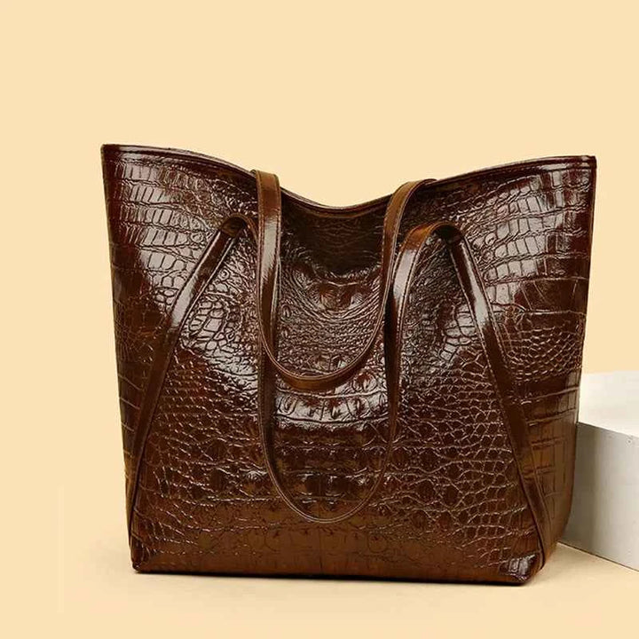 Simple Versatile Crocodile Print Tote Bag Large Capacity Fashion Handbag Vintage Design Shoulder Women's Bag