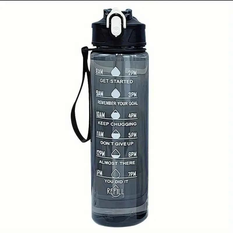 800ml/27oz Large Capacity Sports Water Bottle Leak Proof Plastic Drinking Cup With Time Scale Suitable For Travel Fitness Sports