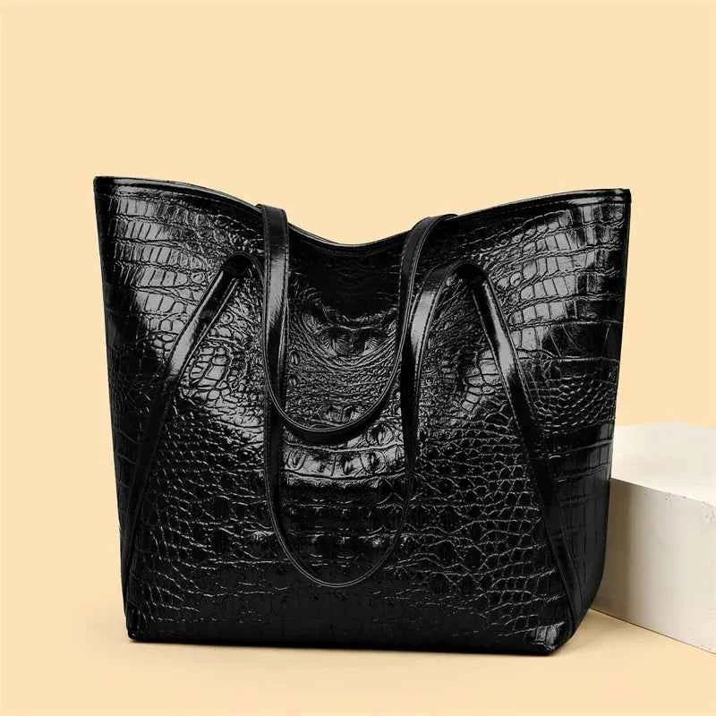 Simple Versatile Crocodile Print Tote Bag Large Capacity Fashion Handbag Vintage Design Shoulder Women's Bag