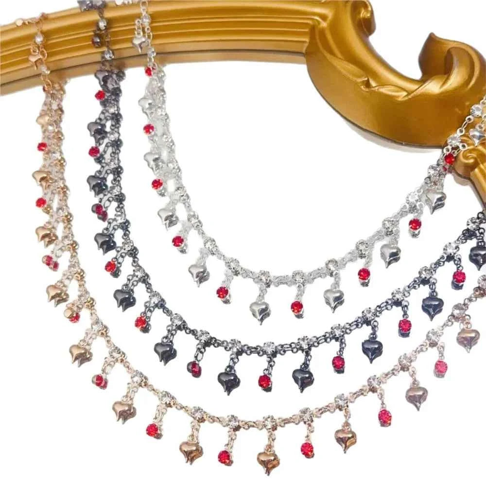 1Meter Colorful Metal Peach Heart Charms Chain Crystal Beads Pendants Copper Chains Women Jewelry Making DIY Necklaces Bracelets