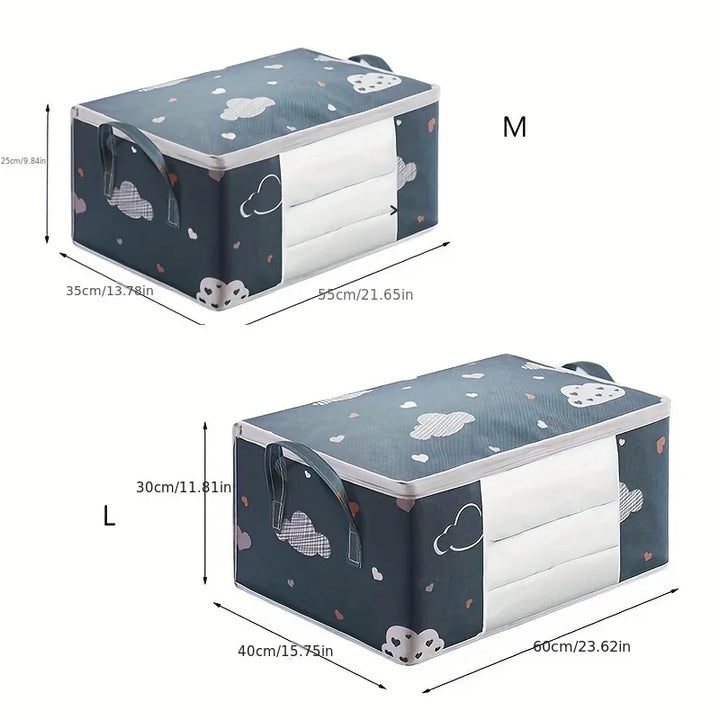 HOMEFISH Large Capacity Foldable Clothes Storage Bag with Reinforced Handle Sturdy Zipper for Blankets Bedding - Organizer Bag