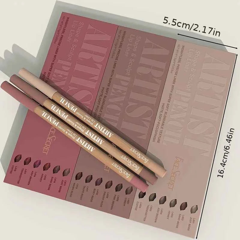 6pcs Velvet Matte Lip Liner Pencils Set Long-Lasting Non-Drying Perfect for Lining Filling Lips Versatile for All Skin Typ