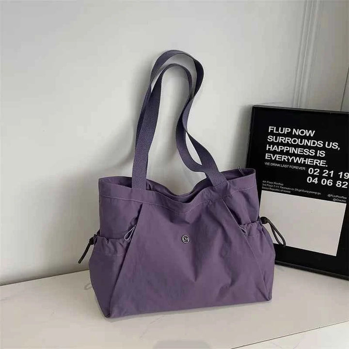 Women Stylish Oxford Tote Bag Lightweight Foldable Multi Pocket Large Capacity Shoulder Bag for School Versatile Storage Bags