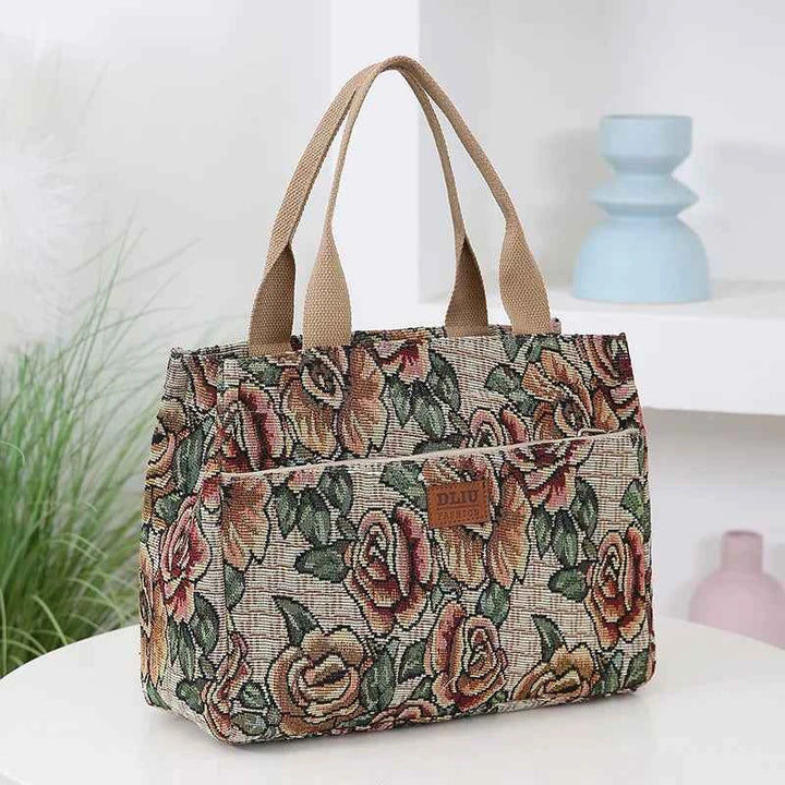 Floral print women's tote bag, heavy cloth bag, portable for work, high capacity fashion Tote bag for all occasions
