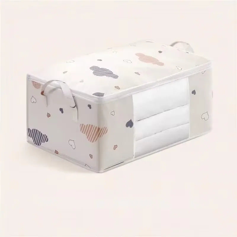 HOMEFISH Large Capacity Foldable Clothes Storage Bag with Reinforced Handle Sturdy Zipper for Blankets Bedding - Organizer Bag