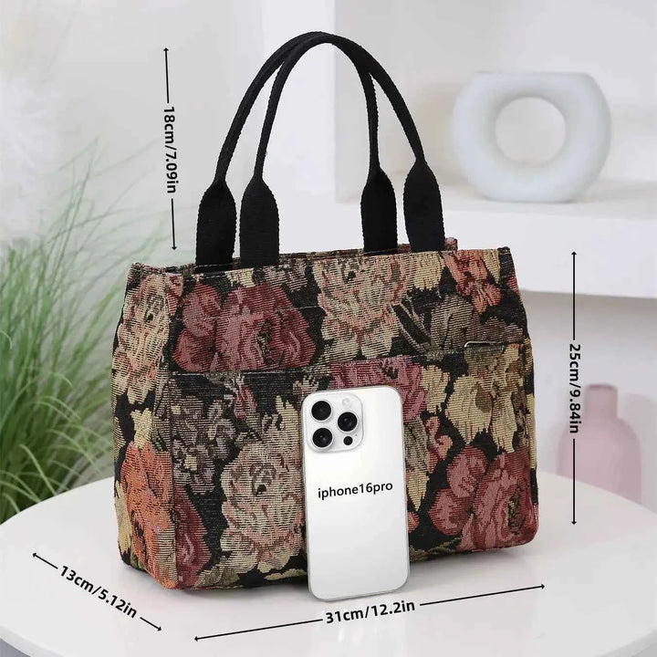 Floral print women's tote bag, heavy cloth bag, portable for work, high capacity fashion Tote bag for all occasions