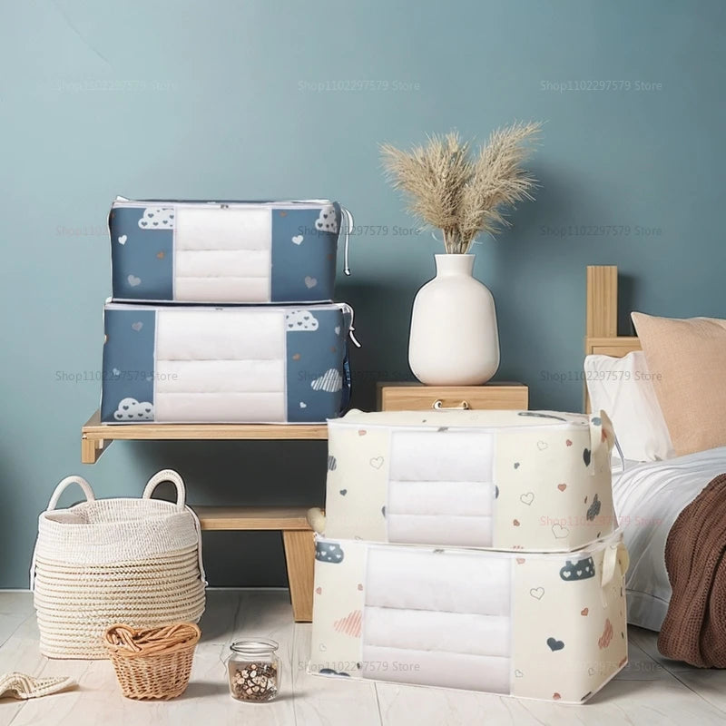 HOMEFISH Large Capacity Foldable Clothes Storage Bag with Reinforced Handle Sturdy Zipper for Blankets Bedding - Organizer Bag