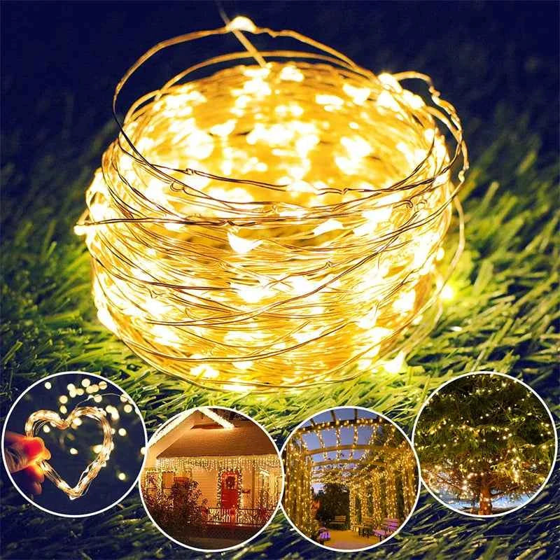 USB Led Fairy Lights Copper Wire String 20M 200LED Holiday Outdoor Lamp Garland For Christmas Tree Wedding Party Decoration