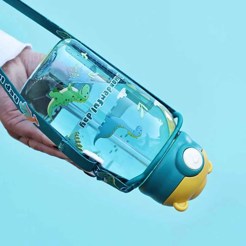 1PC Kids Water Sippy Cup Kids Water Bottle with Straw and Handle Portable Drinking Bottle Cup Children