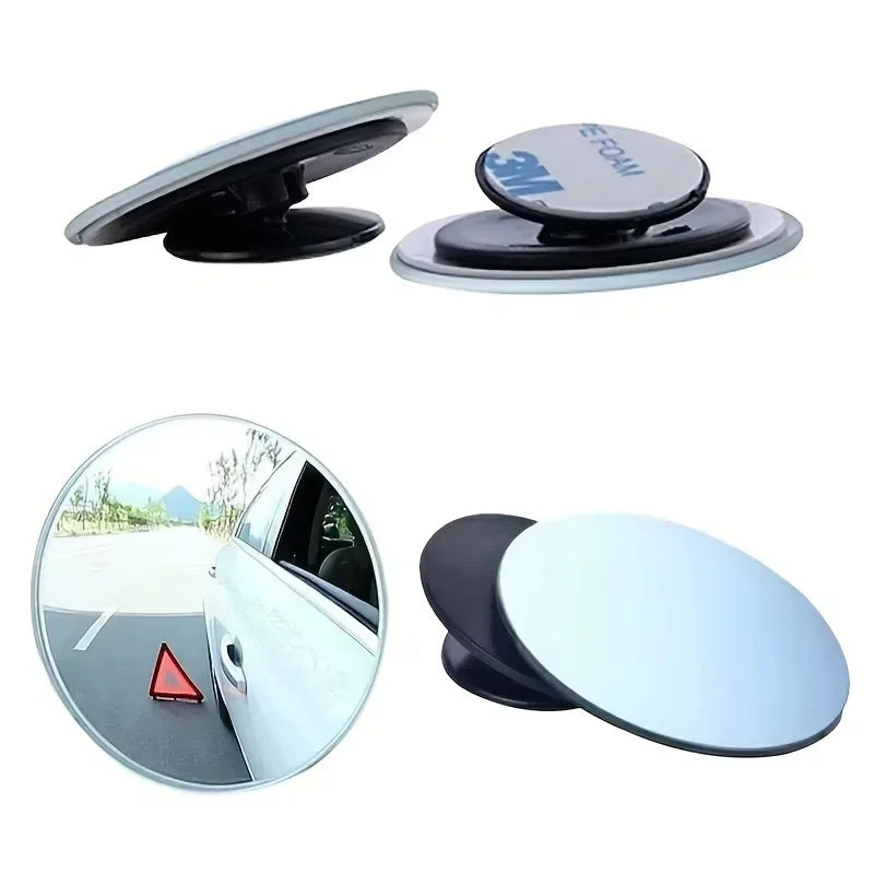 2pcs convex mounted auxiliary rear-view mirror 360 degree rotation wide-angle round frame blind spot accessory