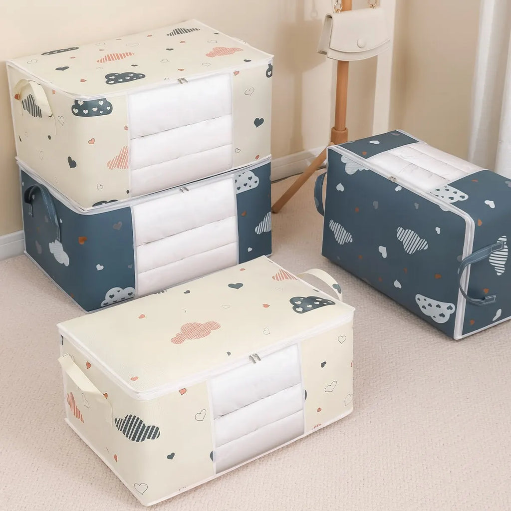 HOMEFISH Large Capacity Foldable Clothes Storage Bag with Reinforced Handle Sturdy Zipper for Blankets Bedding - Organizer Bag