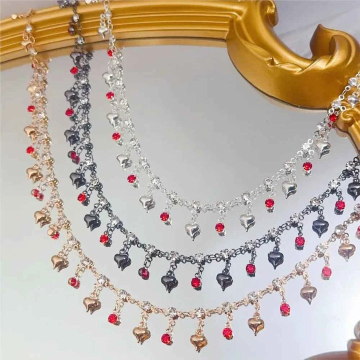 1Meter Colorful Metal Peach Heart Charms Chain Crystal Beads Pendants Copper Chains Women Jewelry Making DIY Necklaces Bracelets