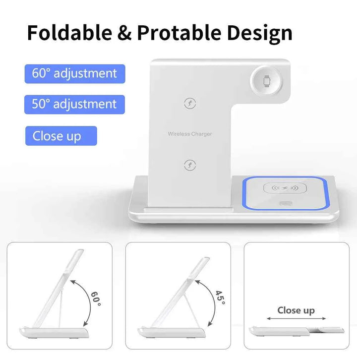 Three-in-one wireless charger magnetic holder MagSafe portable folding fast charging desktop mobile phone holder