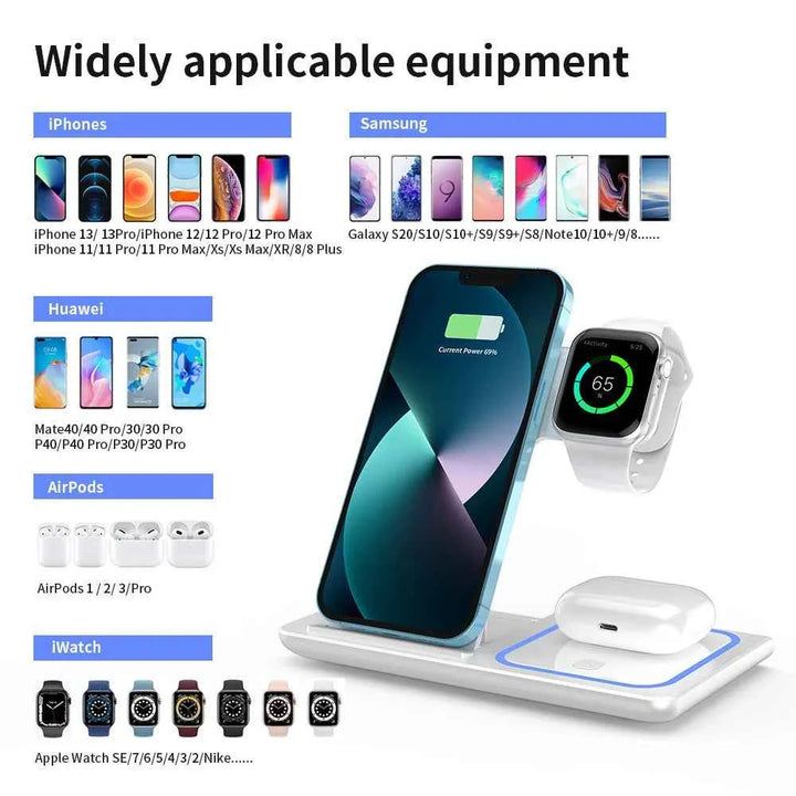 Three-in-one wireless charger magnetic holder MagSafe portable folding fast charging desktop mobile phone holder