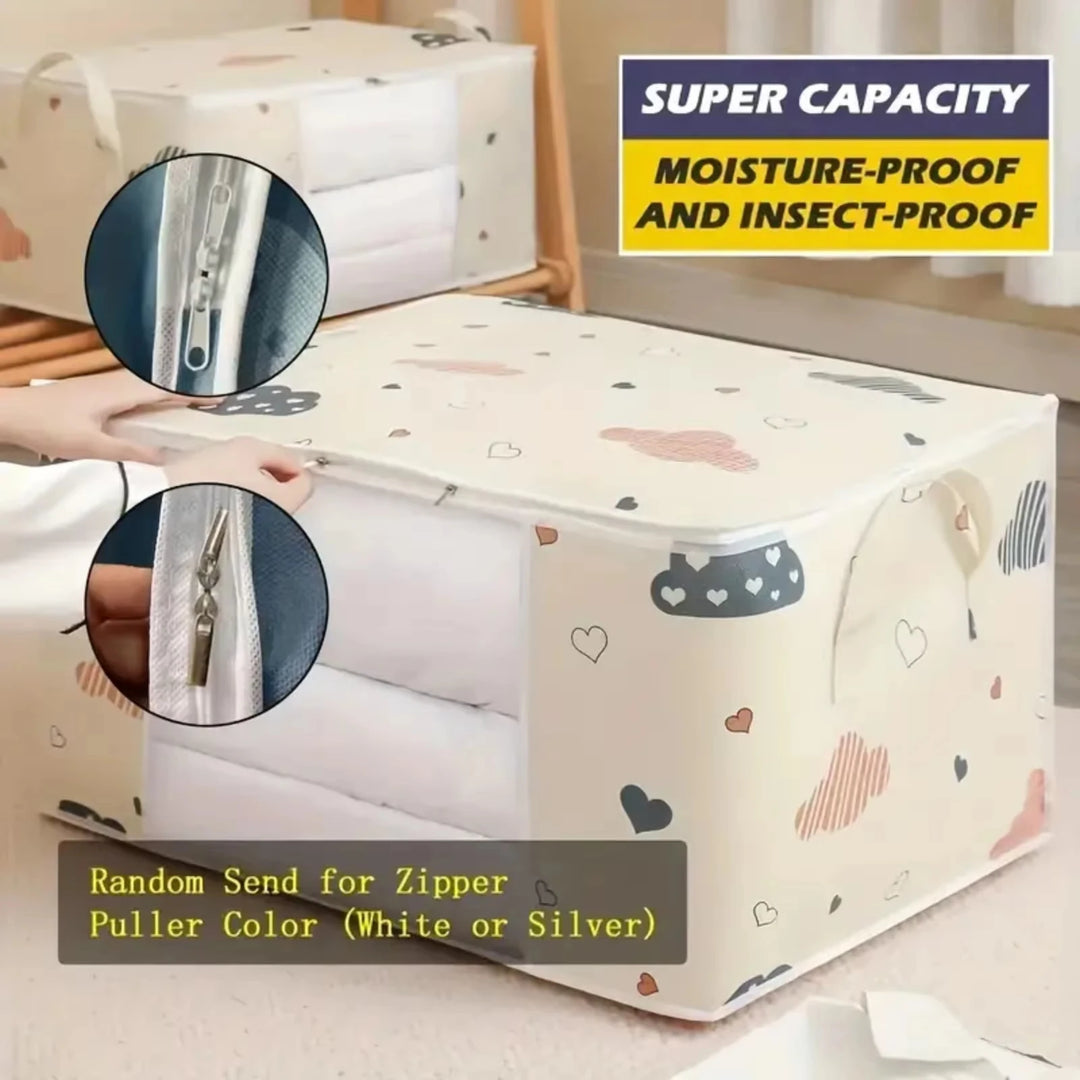 HOMEFISH Large Capacity Foldable Clothes Storage Bag with Reinforced Handle Sturdy Zipper for Blankets Bedding - Organizer Bag