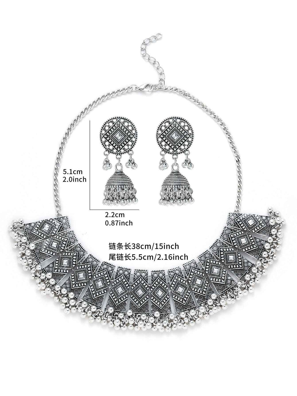 Personalized Retro Minority Ethnic Style Bohemian Water Ripple Necklace And Earrings Suite Ladies