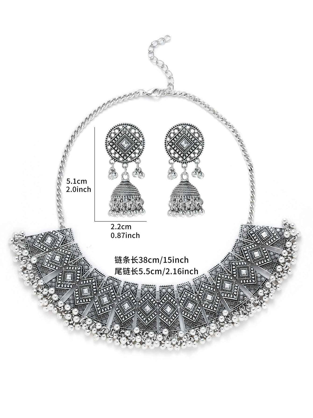 Personalized Retro Minority Ethnic Style Bohemian Water Ripple Necklace And Earrings Suite Ladies