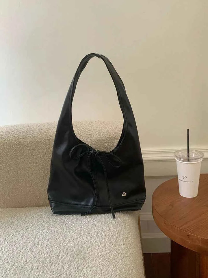 Chic Sweet Simplicity Tote Bag Women Girl Elegant Solid Color Series Bow Shoulder Bag Portable Large Capacity Commuter Bag