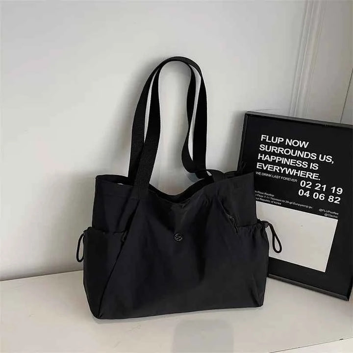 Women Stylish Oxford Tote Bag Lightweight Foldable Multi Pocket Large Capacity Shoulder Bag for School Versatile Storage Bags