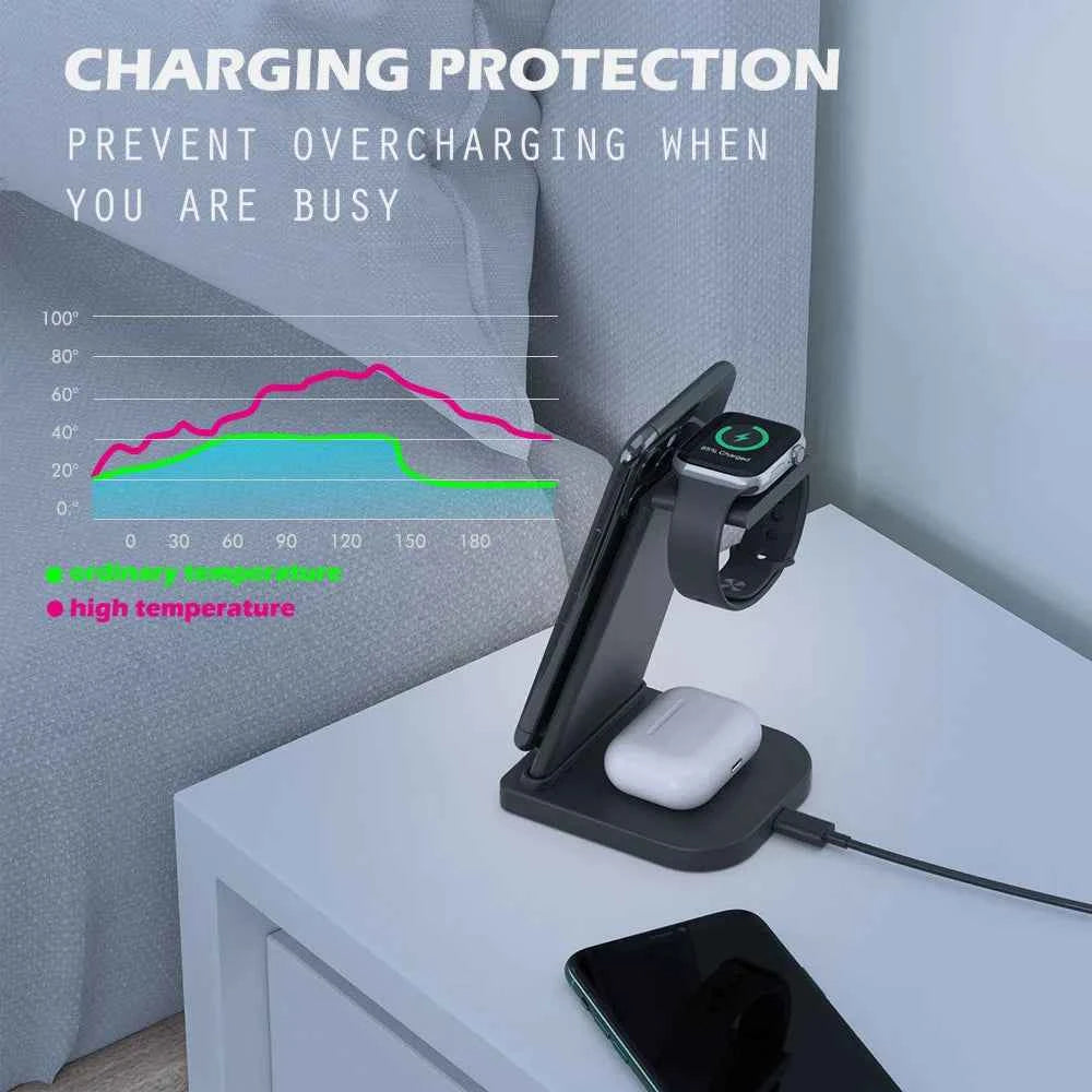 Three-in-one charging phone headset watch charging bracket smart charging base is suitable for Apple series products