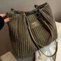 Stylish Soft Corduroy Tote Bag for Women Large Plush Shoulder Bag with Zip Large Capacity Women's Handbag