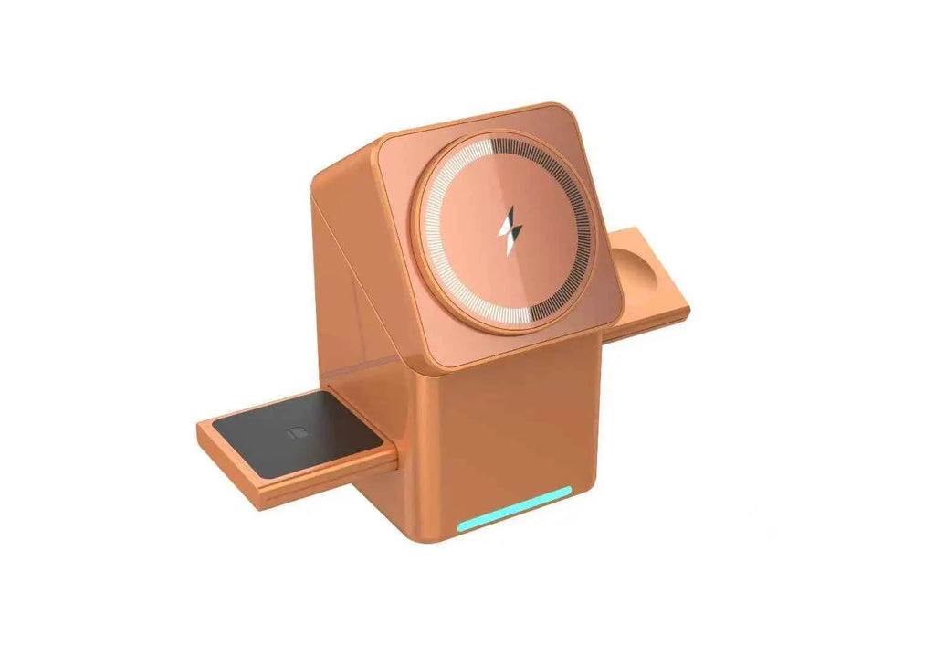 Electric rotating magnetic suction three-in-one wireless charger automatically applies to Apple mobile phone digital watch 15W