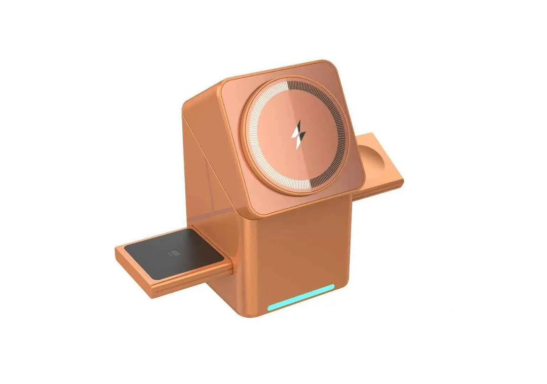 Electric rotating magnetic suction three-in-one wireless charger automatically applies to Apple mobile phone digital watch 15W