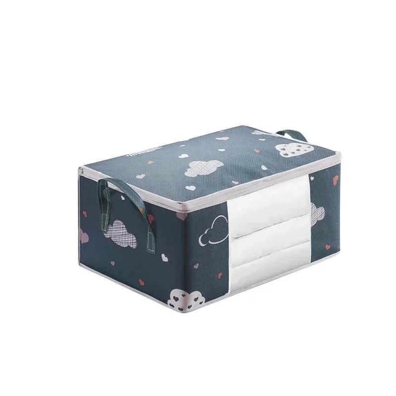HOMEFISH Large Capacity Foldable Clothes Storage Bag with Reinforced Handle Sturdy Zipper for Blankets Bedding - Organizer Bag