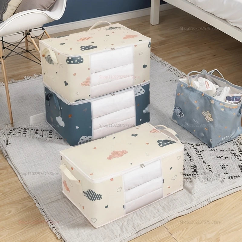 HOMEFISH Large Capacity Foldable Clothes Storage Bag with Reinforced Handle Sturdy Zipper for Blankets Bedding - Organizer Bag
