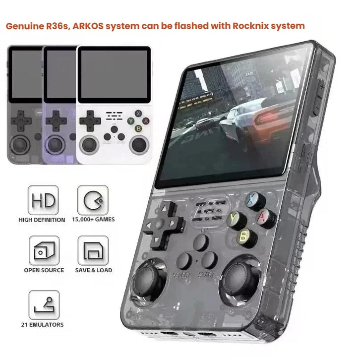 Portable R36S Handheld Game Player 3.5 Inch IPS Display 128GB Linux System Preloaded Retro Games Pocket Console