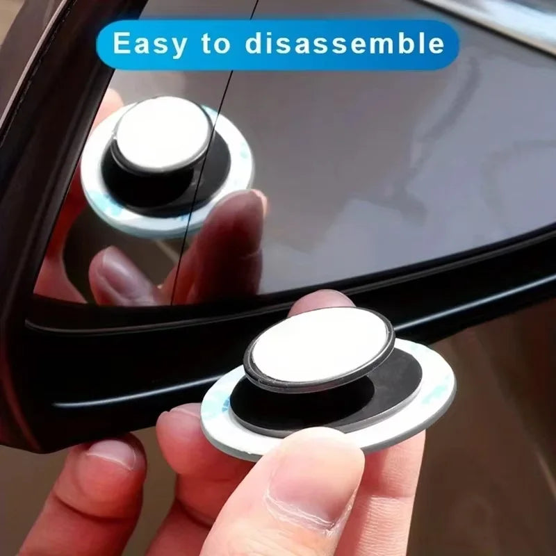 2pcs convex mounted auxiliary rear-view mirror 360 degree rotation wide-angle round frame blind spot accessory
