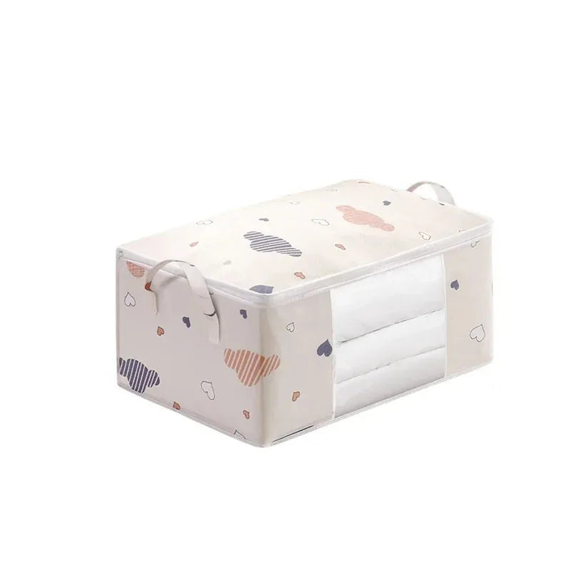 HOMEFISH Large Capacity Foldable Clothes Storage Bag with Reinforced Handle Sturdy Zipper for Blankets Bedding - Organizer Bag