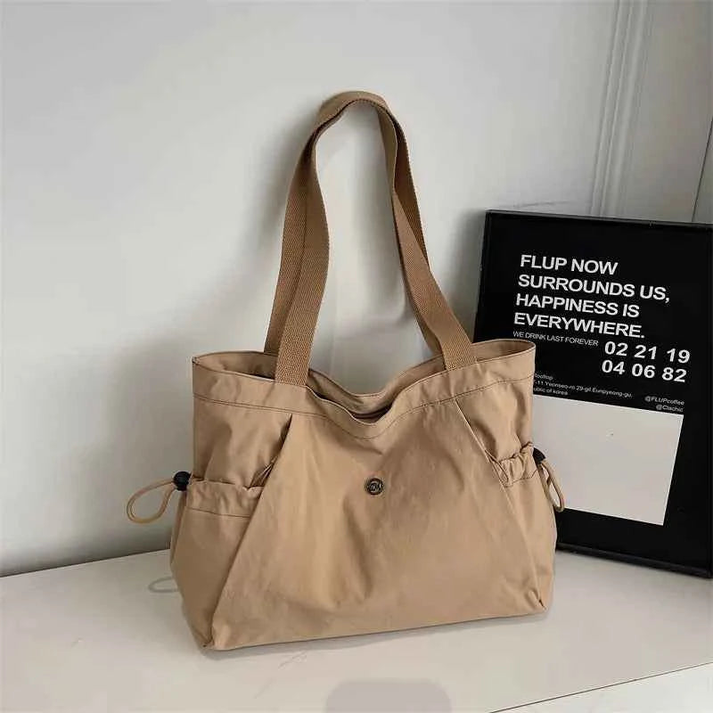 Women Stylish Oxford Tote Bag Lightweight Foldable Multi Pocket Large Capacity Shoulder Bag for School Versatile Storage Bags