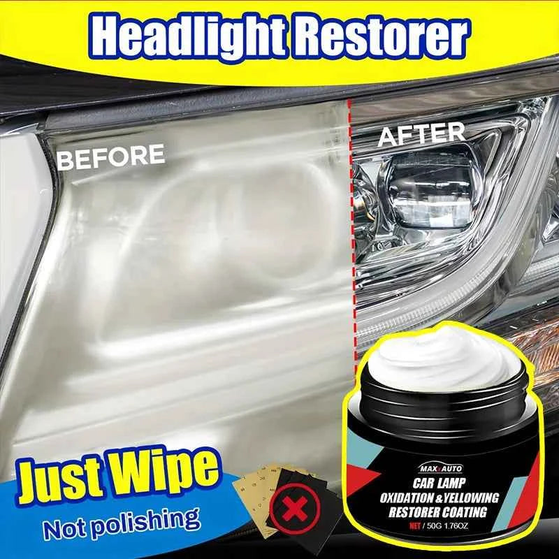 Car Headlight Restoration Polishing Kit - Scratch Remover & Oxidation Cleaner Repair Paste for Headlamp Assembly