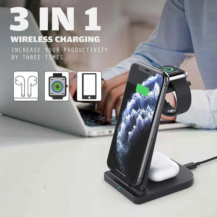 Three-in-one charging phone headset watch charging bracket smart charging base is suitable for Apple series products