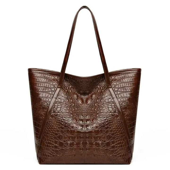Simple Versatile Crocodile Print Tote Bag Large Capacity Fashion Handbag Vintage Design Shoulder Women's Bag