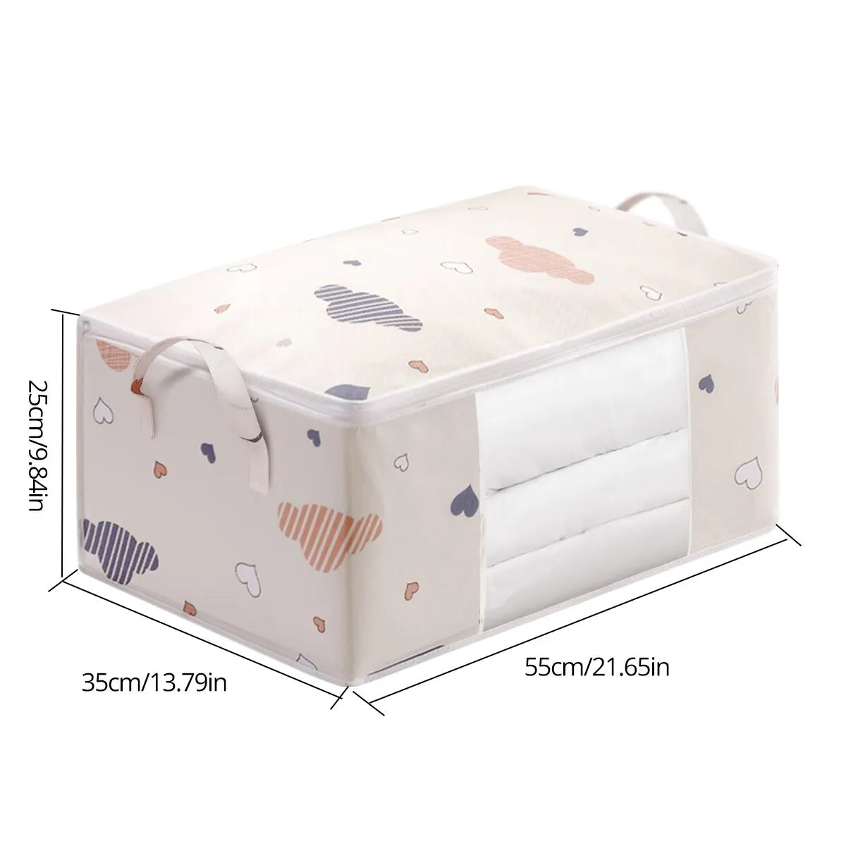 HOMEFISH Large Capacity Foldable Clothes Storage Bag with Reinforced Handle Sturdy Zipper for Blankets Bedding - Organizer Bag
