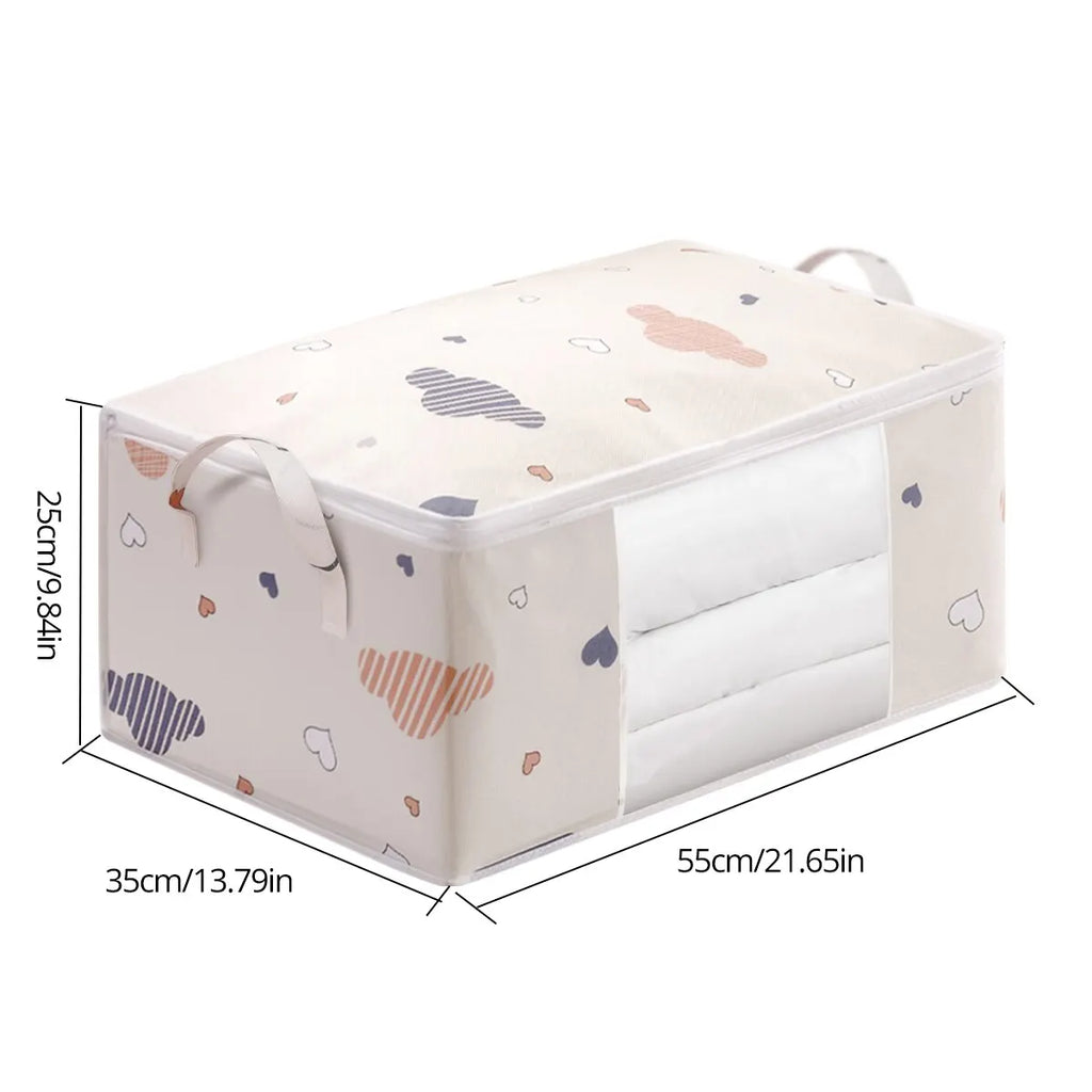 HOMEFISH Large Capacity Foldable Clothes Storage Bag with Reinforced Handle Sturdy Zipper for Blankets Bedding - Organizer Bag