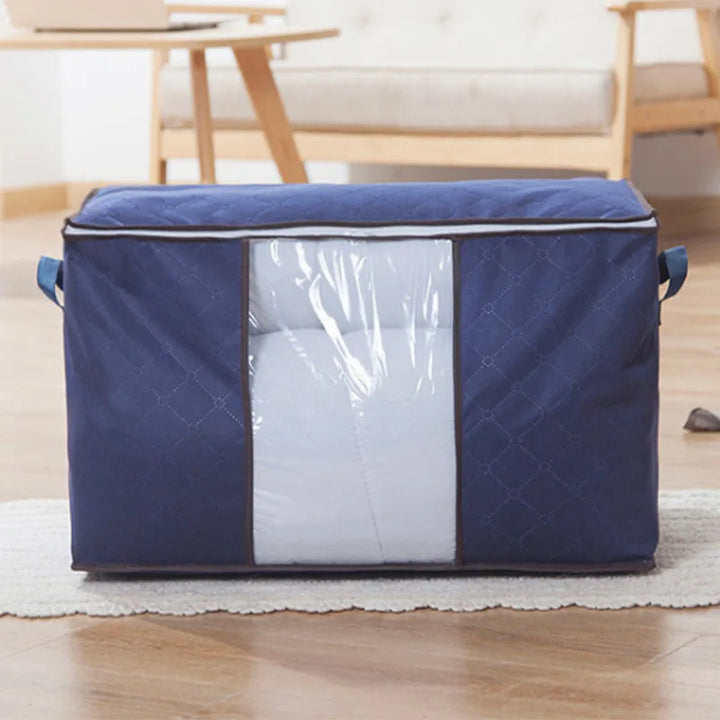 HOMEFISH Large Capacity Foldable Clothes Storage Bag with Reinforced Handle Sturdy Zipper for Blankets Bedding - Organizer Bag