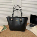 For Daily Use Fashion Tote Bag Simple Solid Color Glossy PU with Gold Letter Large Capacity Zipper Waterproof Shoulder Bag