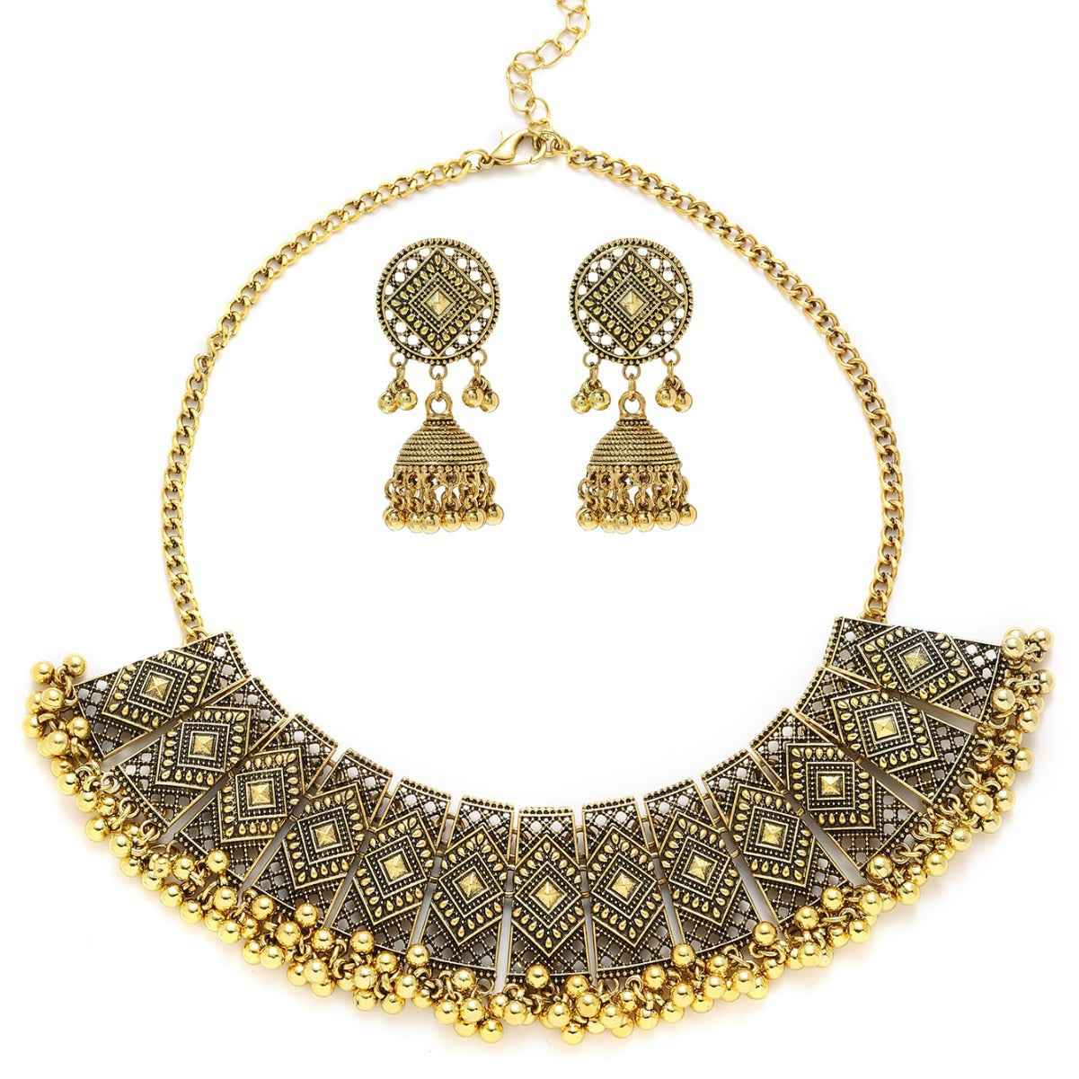 Personalized Retro Minority Ethnic Style Bohemian Water Ripple Necklace And Earrings Suite Ladies