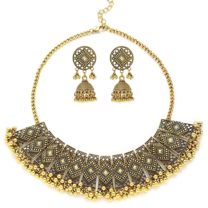 Personalized Retro Minority Ethnic Style Bohemian Water Ripple Necklace And Earrings Suite Ladies