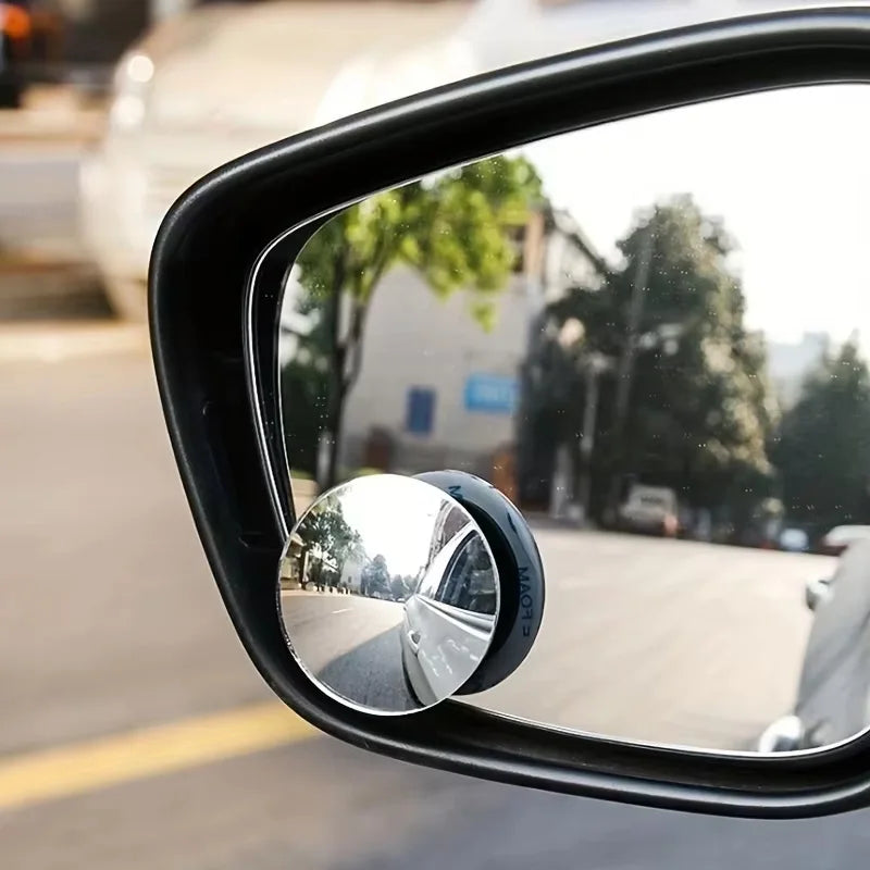 2pcs convex mounted auxiliary rear-view mirror 360 degree rotation wide-angle round frame blind spot accessory