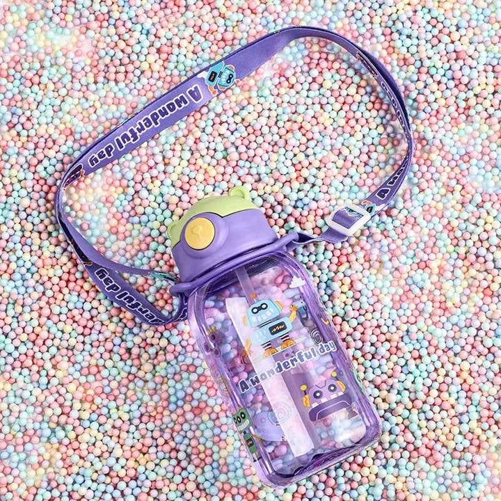 1PC Kids Water Sippy Cup Kids Water Bottle with Straw and Handle Portable Drinking Bottle Cup Children