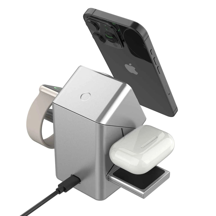Electric rotating magnetic suction three-in-one wireless charger automatically applies to Apple mobile phone digital watch 15W