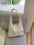 Chic Sweet Simplicity Tote Bag Women Girl Elegant Solid Color Series Bow Shoulder Bag Portable Large Capacity Commuter Bag