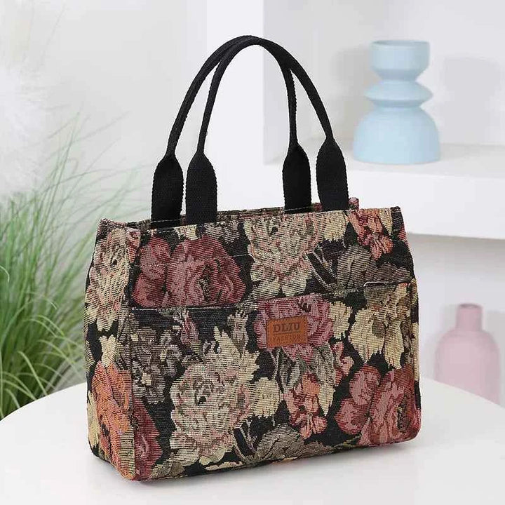 Floral print women's tote bag, heavy cloth bag, portable for work, high capacity fashion Tote bag for all occasions