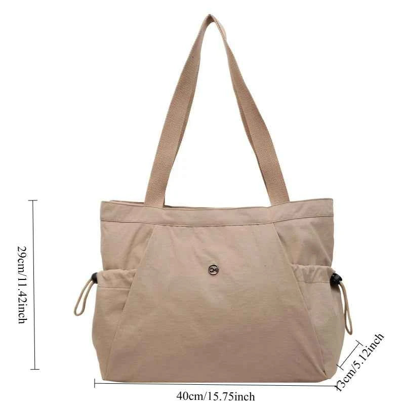Women Stylish Oxford Tote Bag Lightweight Foldable Multi Pocket Large Capacity Shoulder Bag for School Versatile Storage Bags