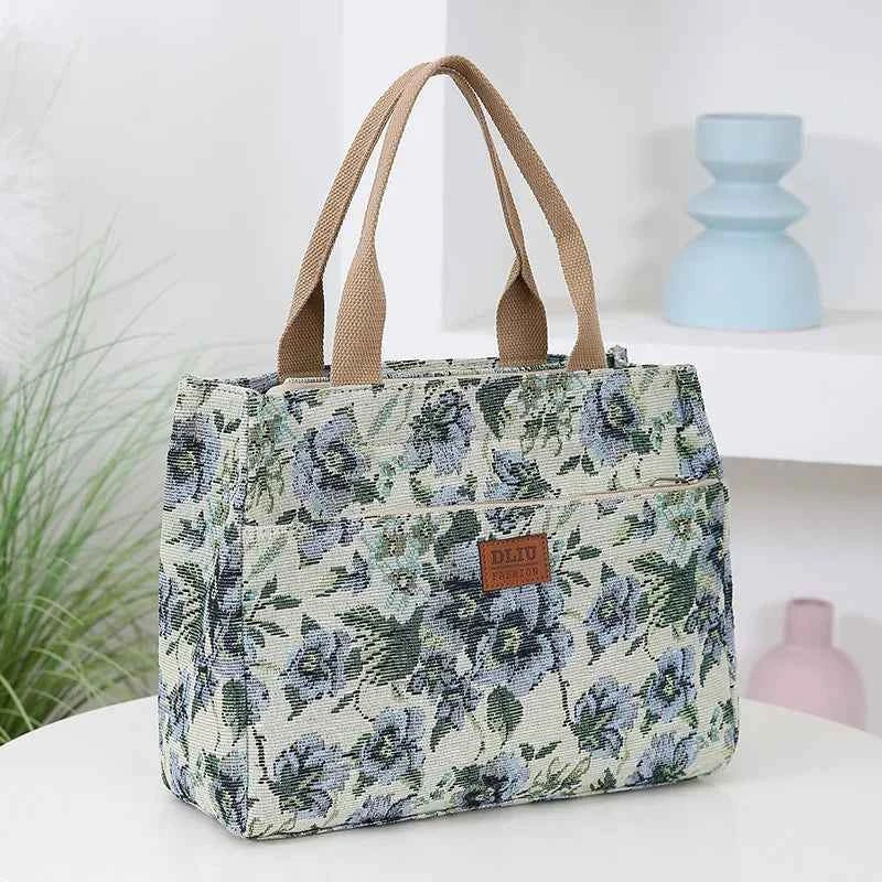 Floral print women's tote bag, heavy cloth bag, portable for work, high capacity fashion Tote bag for all occasions