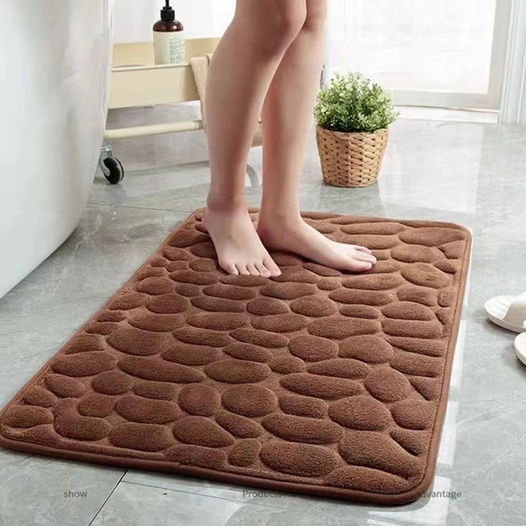 1PC Memory Foam Velvet Carpet Embossed Non-Slip Mat for Bathroom Living Room Cobblestone Floor Home Decorative Rug